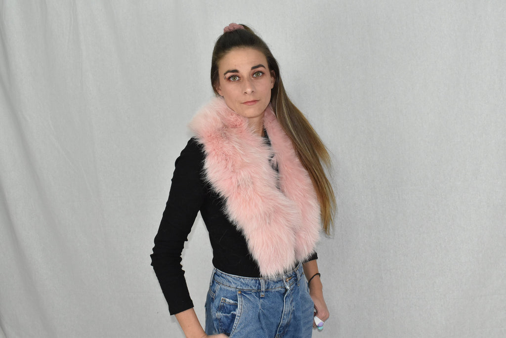 Gift For Her | Pink Fur Collar | Detachable fur collar  | Natural Fox Fur Collar | Fur Collar Jacket