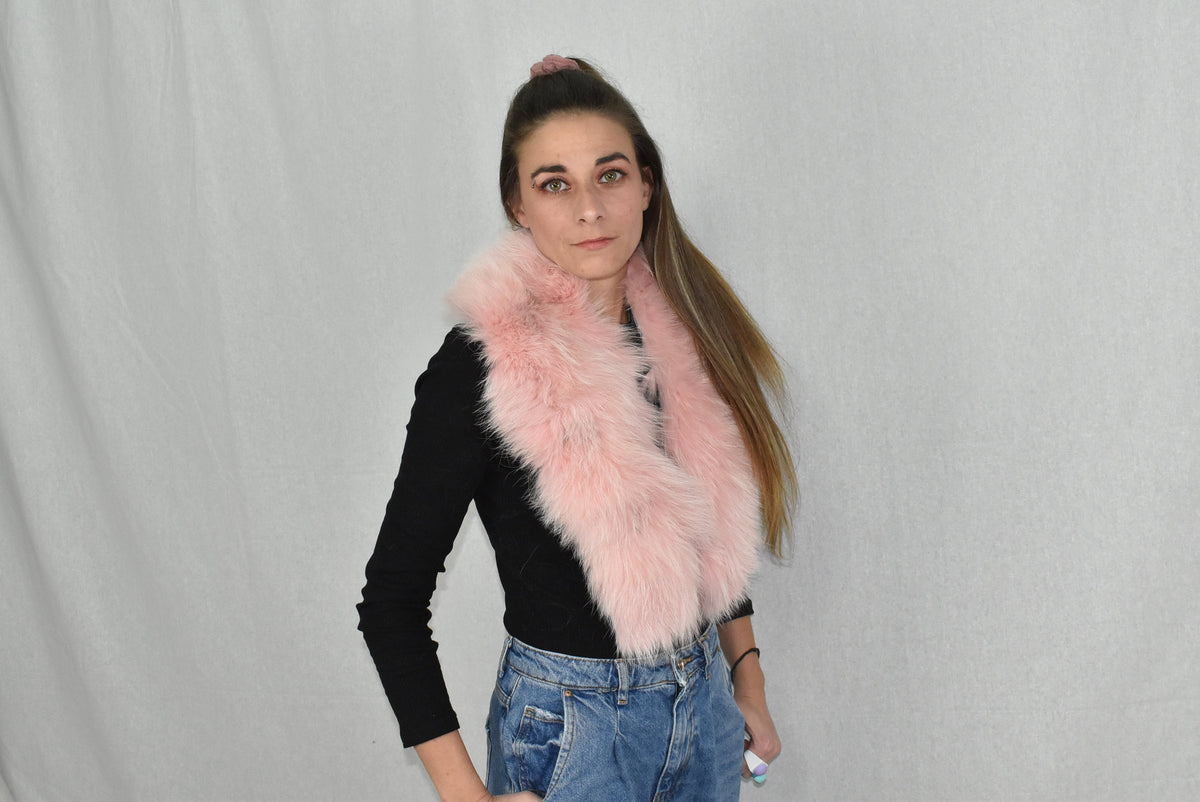 Gift For Her | Pink Fur Collar | Detachable fur collar  | Natural Fox Fur Collar | Fur Collar Jacket