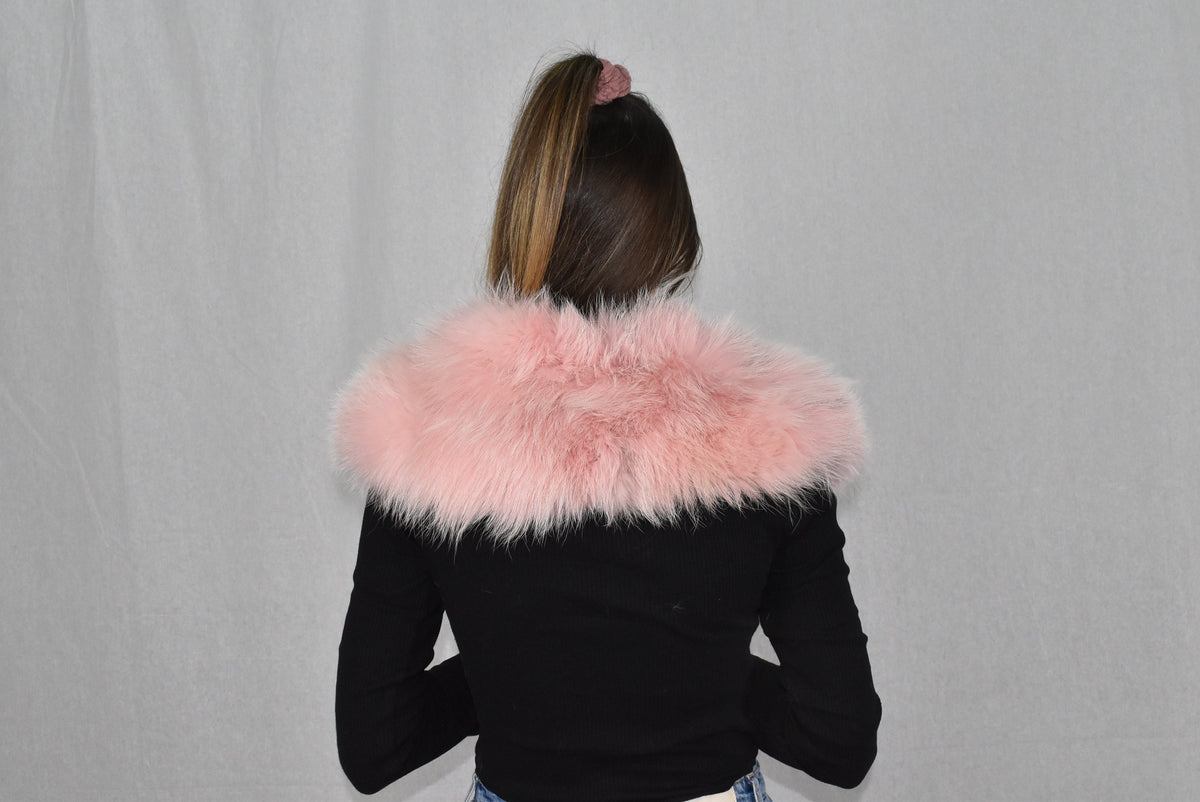 Gift For Her | Pink Fur Collar | Detachable fur collar  | Natural Fox Fur Collar | Fur Collar Jacket