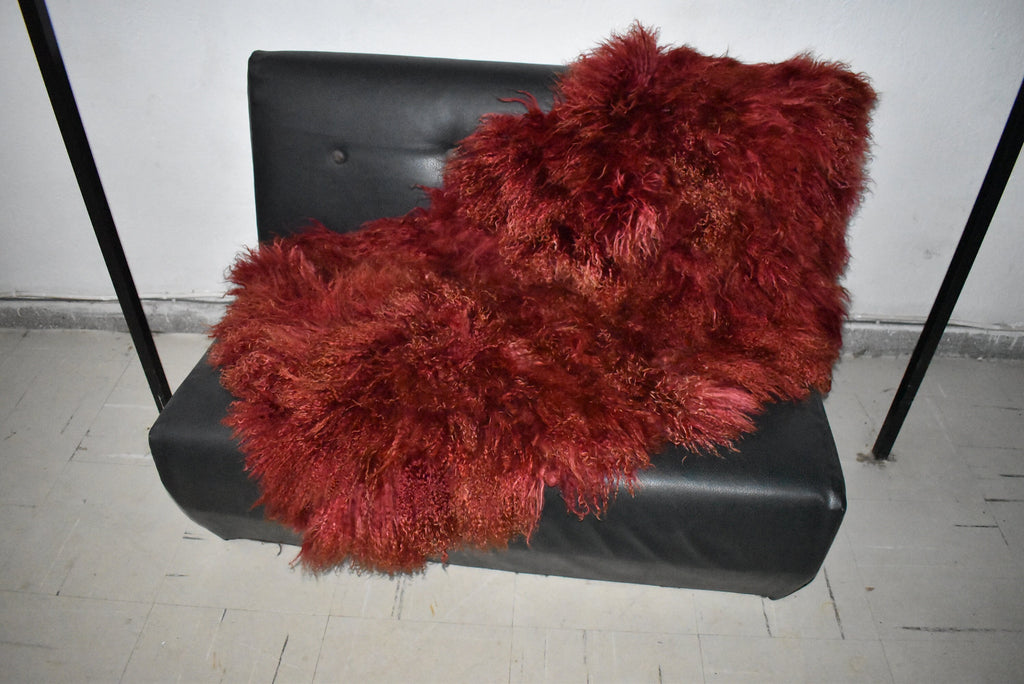 Red Mongolian Fur Throw |  Fur Blanket Throw  | Real Fur Throw | Luxurious Bedspread