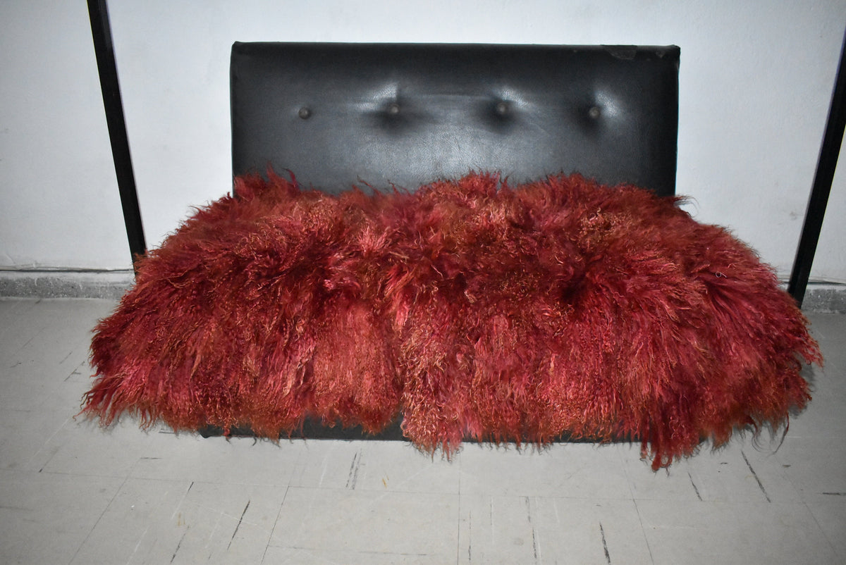 Red Mongolian Fur Throw |  Fur Blanket Throw  | Real Fur Throw | Luxurious Bedspread