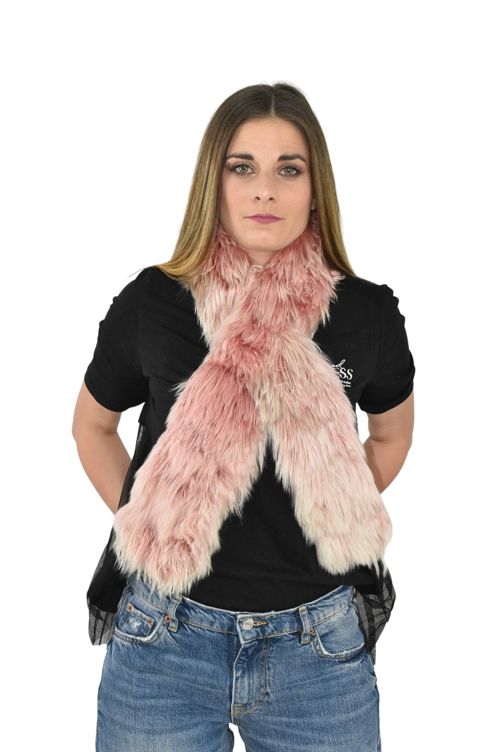 New Real Natural Pink collor tibet lamb Fur Scarf