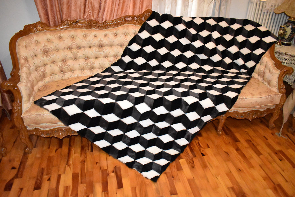 Shearling Fur Blanket Throw Cover | 3D Fur Throw | Sheepskin Fur Bedspread