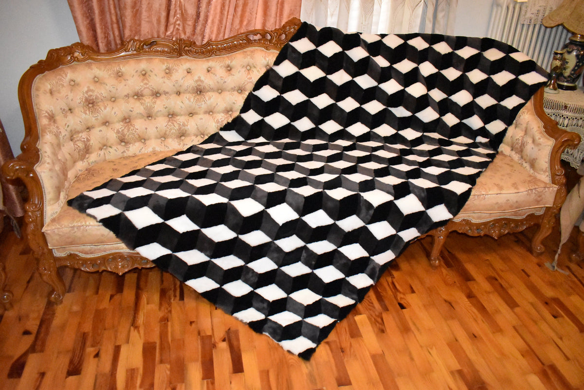 Shearling Fur Blanket Throw Cover | 3D Fur Throw | Sheepskin Fur Bedspread