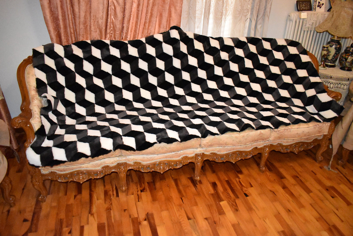 Shearling Fur Blanket Throw Cover | 3D Fur Throw | Sheepskin Fur Bedspread