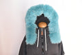 Blue Fox Fur Hood Trim: Detachable Fur Scarf