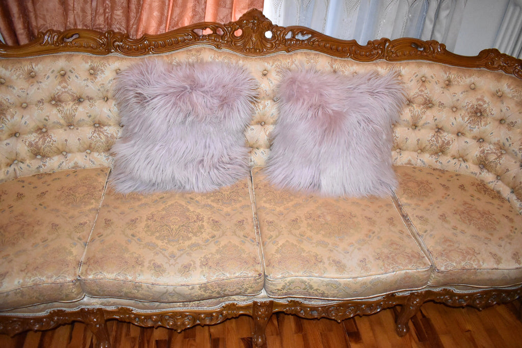 Mongolian Sheepskin Pillows | Baby Pink Fur Sheepskins Pillows | Mongolian Lamp Pillow