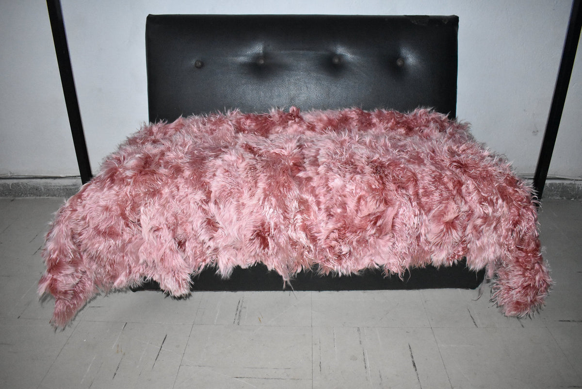 Real Mongolian Fur Throw |  Pink Fur Blanket Throw  | Natural  Fur  Blanket | Fur Throw | Fluffy Fur blanken Ideal For Your home decor