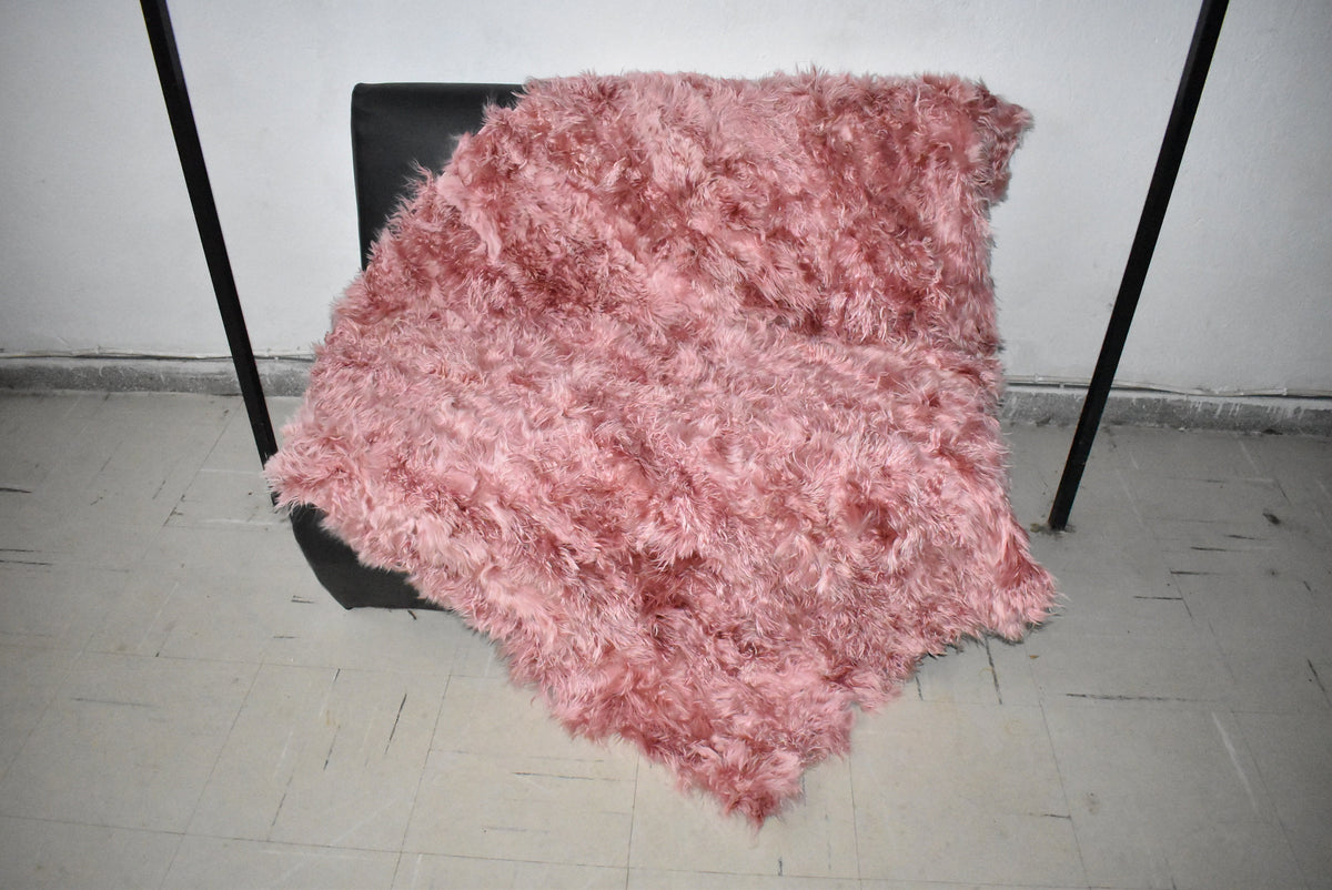 Real Mongolian Fur Throw |  Pink Fur Blanket Throw  | Natural  Fur  Blanket | Fur Throw | Fluffy Fur blanken Ideal For Your home decor