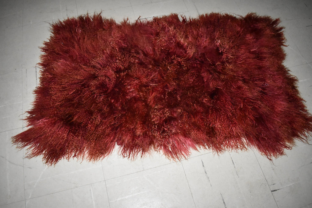 Red Mongolian Fur Throw |  Fur Blanket Throw  | Real Fur Throw | Luxurious Bedspread