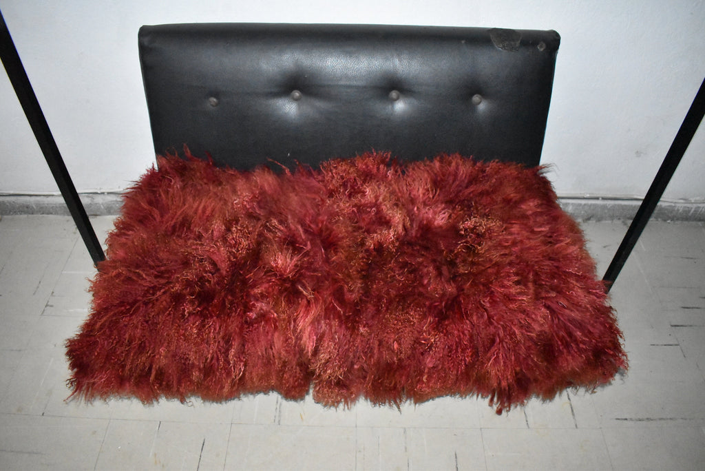 Red Mongolian Fur Throw |  Fur Blanket Throw  | Real Fur Throw | Luxurious Bedspread