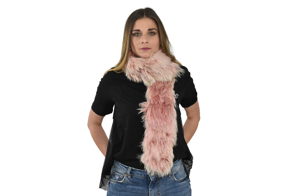 New Real Natural Pink collor tibet lamb Fur Scarf