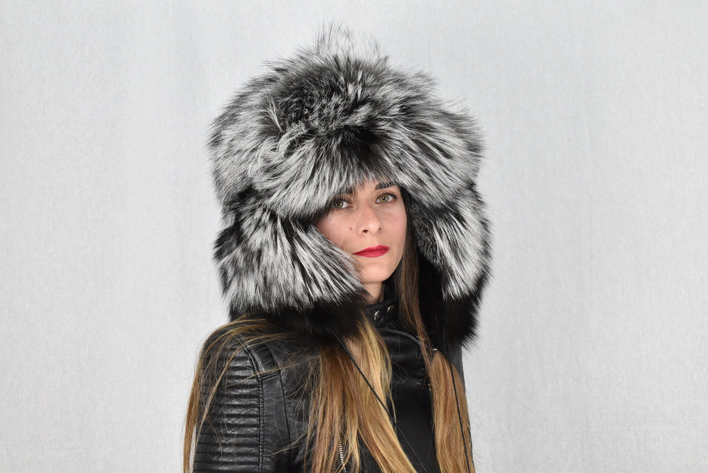 Ushanka Russian Hat | Aviator Fur Hat | Fox Fur Trapper Hat  | Ushanka Russian Hat | Silver Fox Hat | Natural Fox Fur Hat | Gift For Her