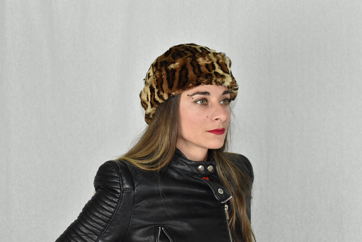 Fur Hat | Animal Print Fur Hat | Vintage Style Fur Cap  | Chic Fur Hat | Winter Hat For Women | Gift For Her