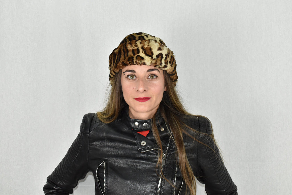 Fur Hat | Animal Print Fur Hat | Vintage Style Fur Cap  | Chic Fur Hat | Winter Hat For Women | Gift For Her