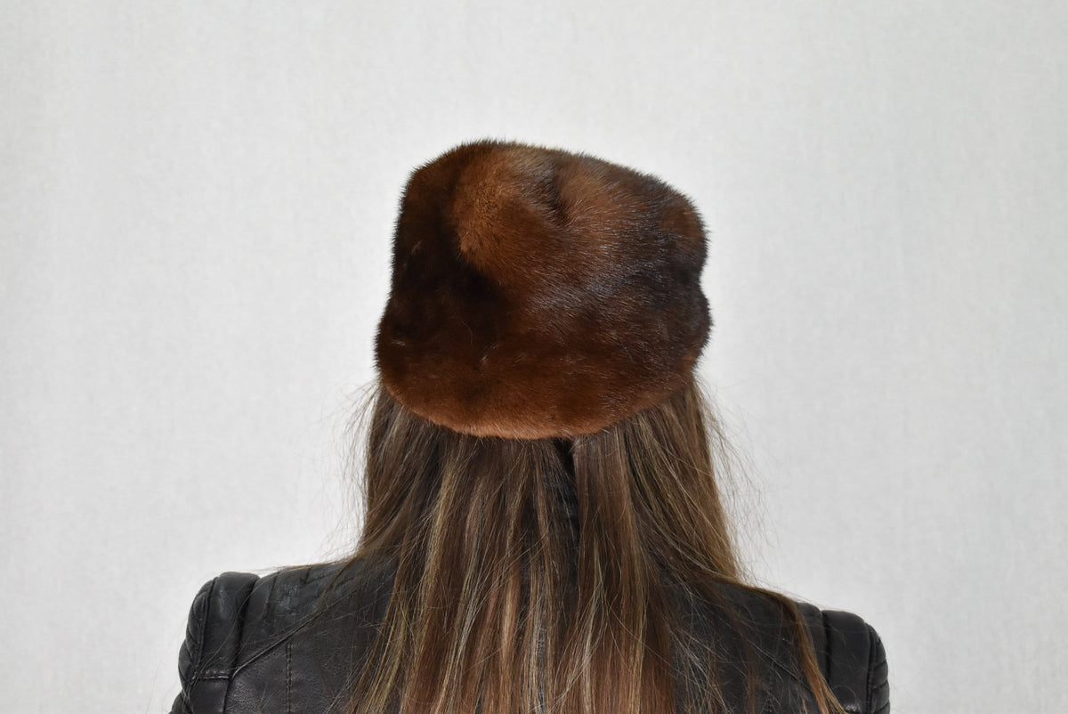 Mink Fur Hat | Brown Fur Cap | Fur Hat gift For Her | Luxury Fur Hat