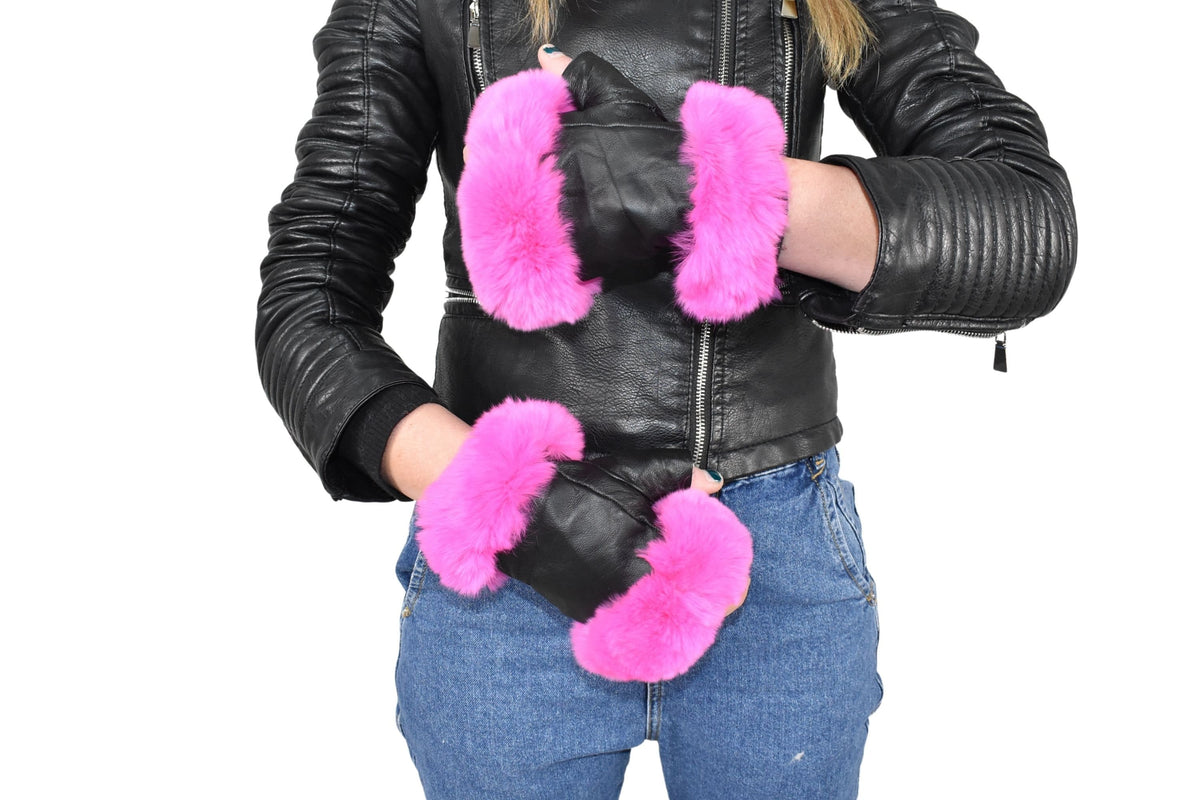 Leather Fingerless Mittens   | Genuine Fingerless Leather Gloves  | Women Gloves  |  | Black  Gloves | Valentine Gift