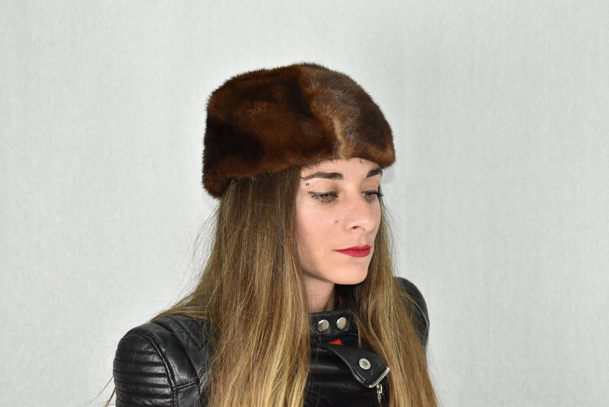 Mink Fur Hat | Brown Fur Cap | Fur Hat gift For Her | Luxury Fur Hat