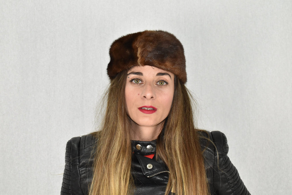 Mink Fur Hat | Brown Fur Cap | Fur Hat gift For Her | Luxury Fur Hat