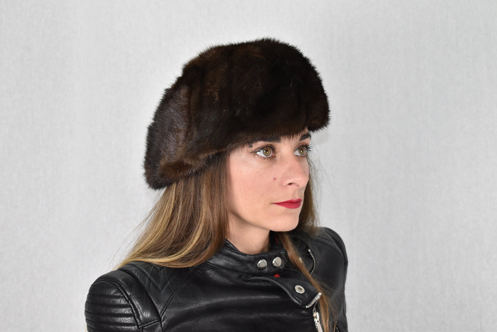 Vintage Style Mink Fur Cabby Hat - Winter Hat For Women