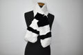 Rex rabbit Fur Scarf | Fur Scarf Black And white color | Fur collar | Gift For Her