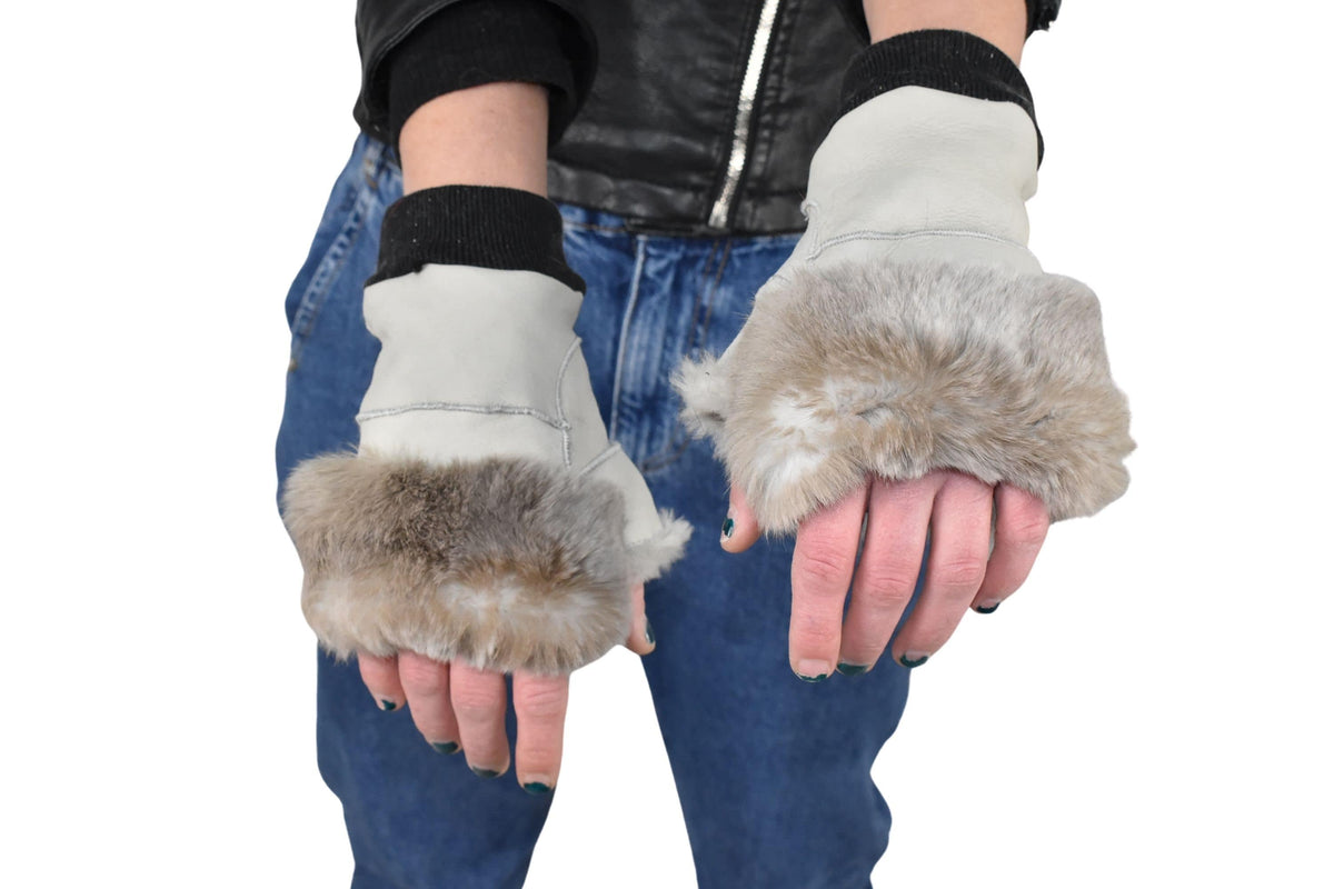 Fingerless Shearling Mittens | Shearling Gloves | Women Sheepskin Fingerless Gloves | Gift For all