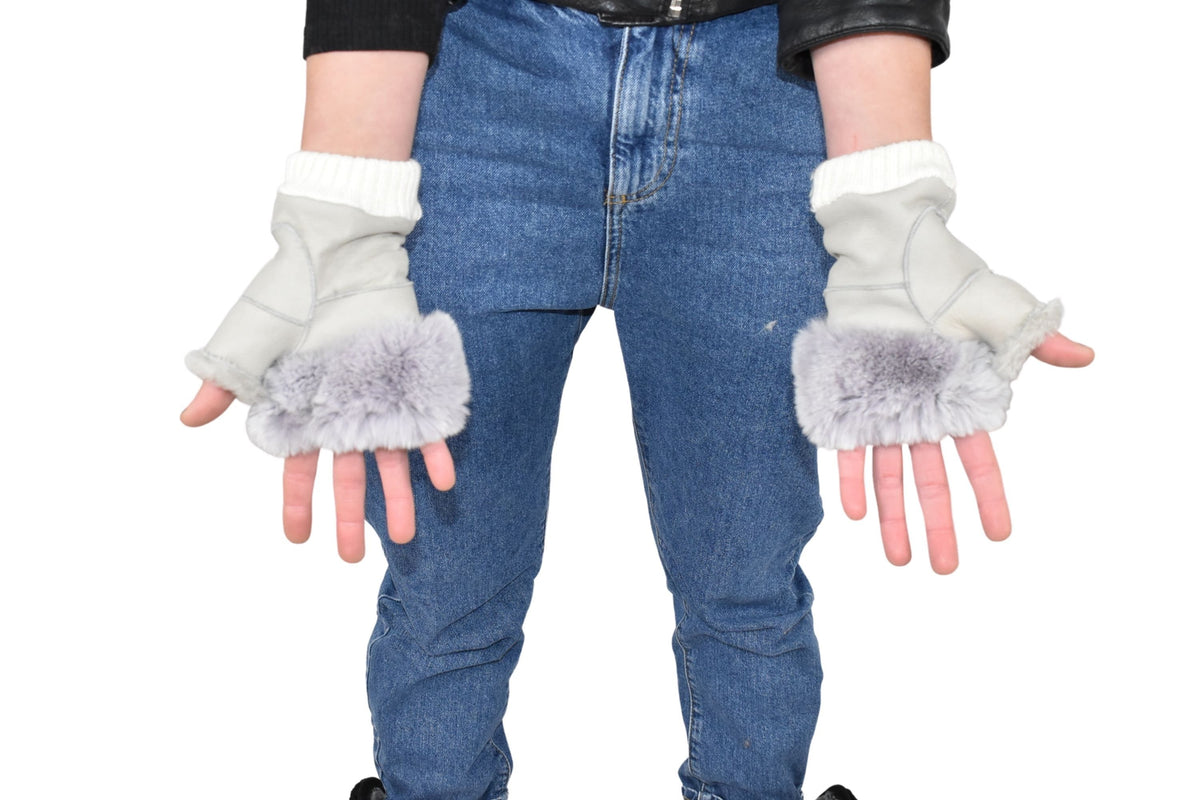 Fingerless Shearling Mittens | Shearling Gloves | Women Sheepskin Fingerless Gloves | Gift For all