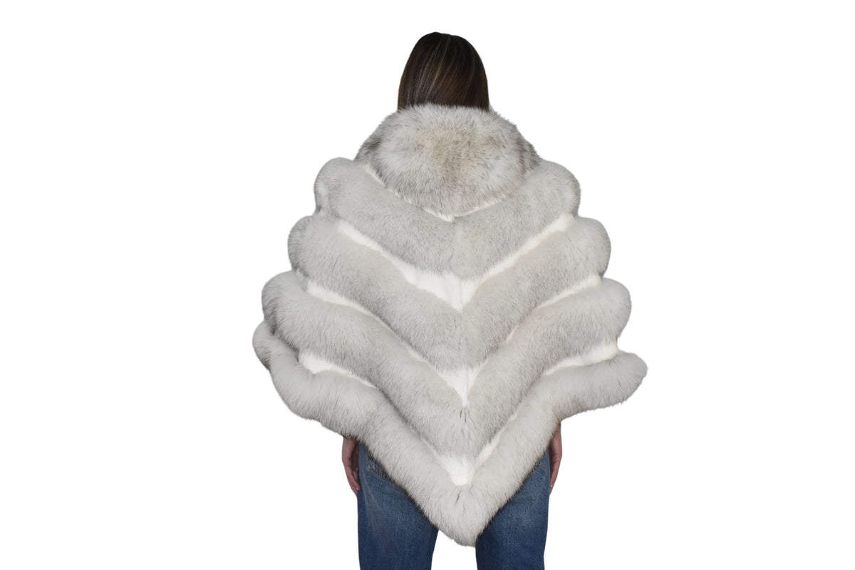 Beautiful Fox Fur Cape  |  White Fur Poncho  | Luxury Fur Poncho One size | One size Fox Fur Cape
