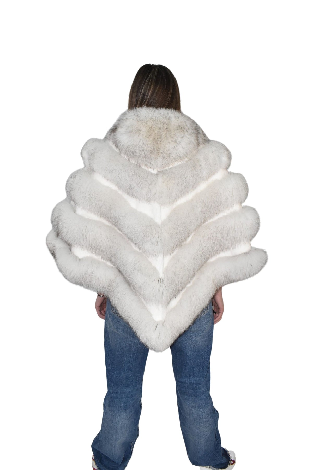 Beautiful Fox Fur Cape  |  White Fur Poncho  | Luxury Fur Poncho One size | One size Fox Fur Cape