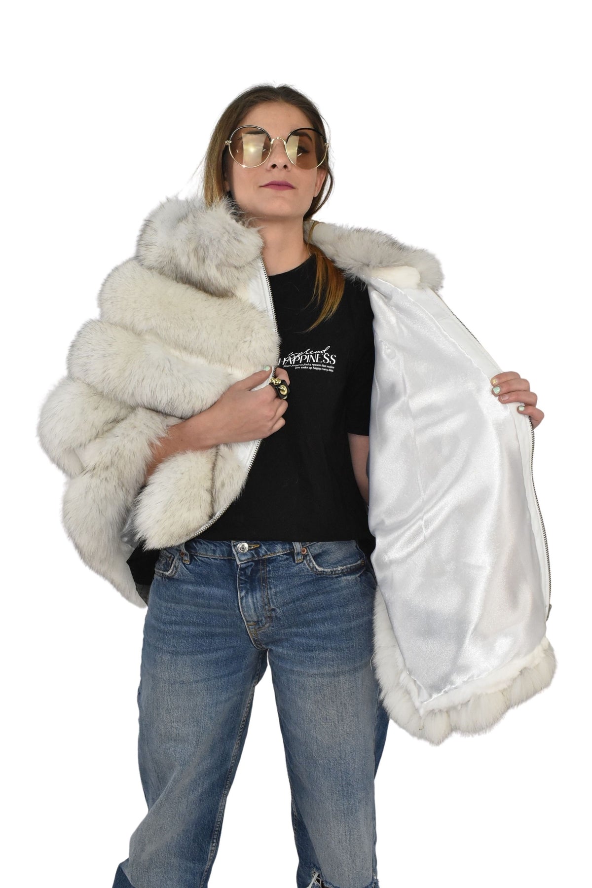 Beautiful Fox Fur Cape  |  White Fur Poncho  | Luxury Fur Poncho One size | One size Fox Fur Cape