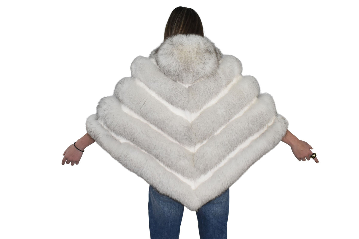 Beautiful Fox Fur Cape  |  White Fur Poncho  | Luxury Fur Poncho One size | One size Fox Fur Cape