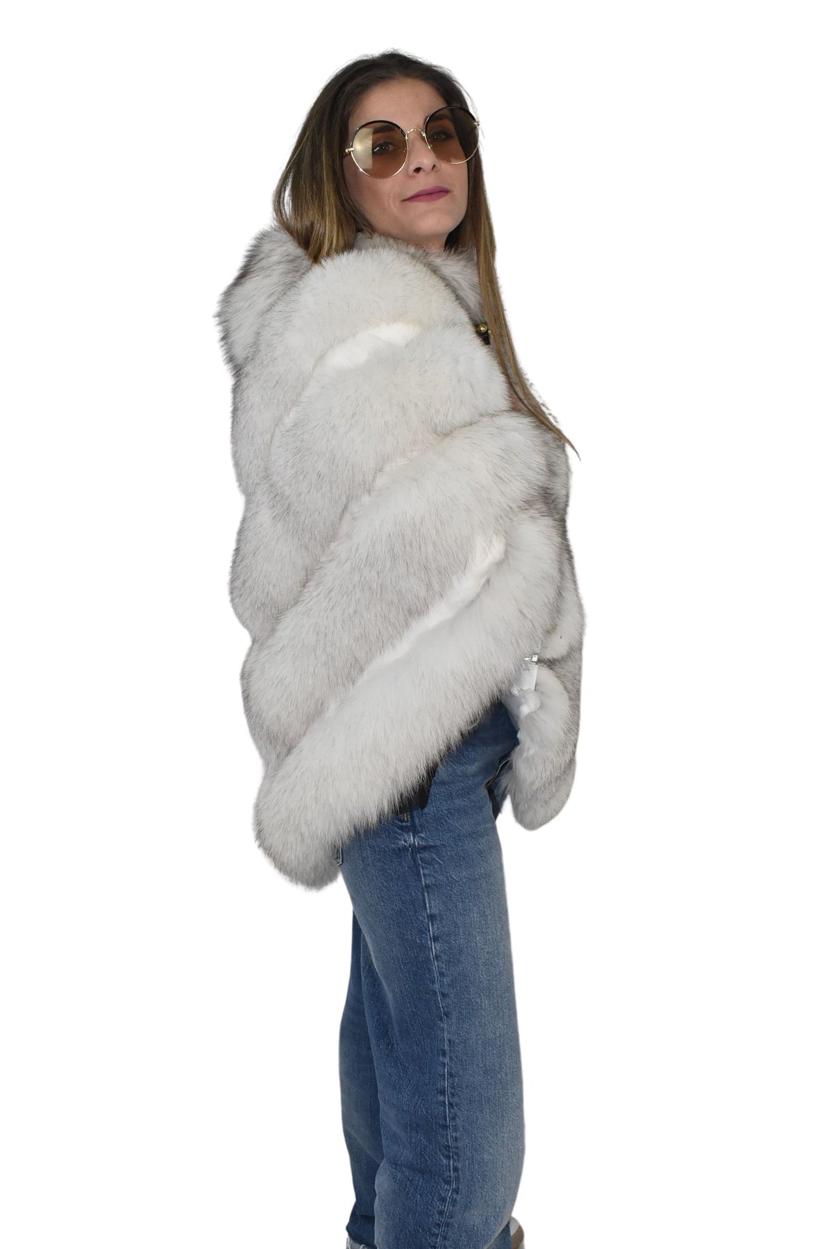 Beautiful Fox Fur Cape  |  White Fur Poncho  | Luxury Fur Poncho One size | One size Fox Fur Cape