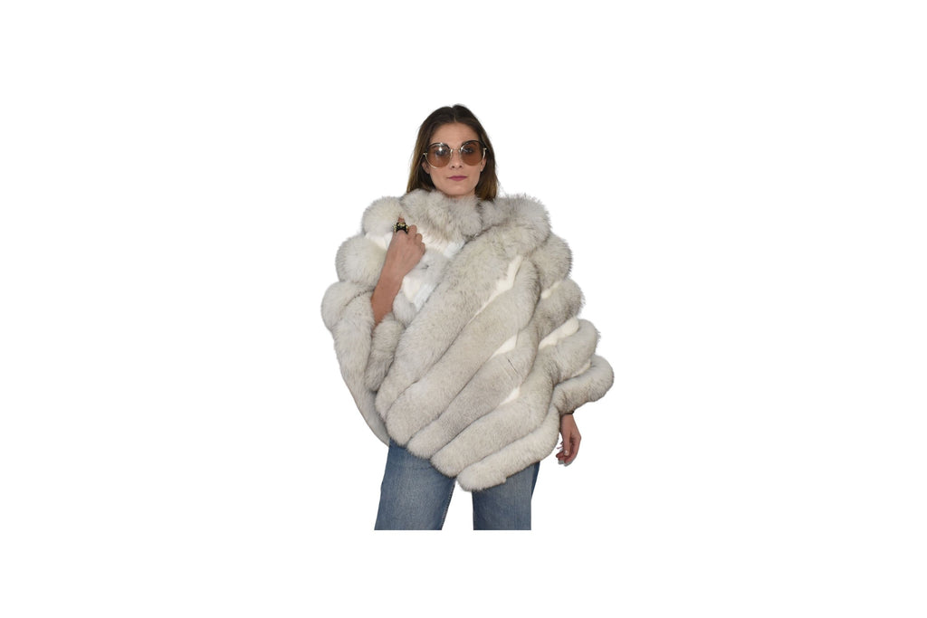 Beautiful Fox Fur Cape  |  White Fur Poncho  | Luxury Fur Poncho One size | One size Fox Fur Cape