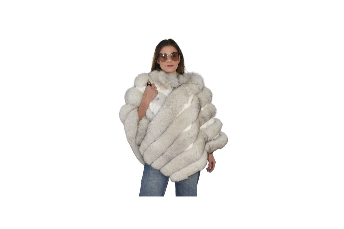 Beautiful Fox Fur Cape  |  White Fur Poncho  | Luxury Fur Poncho One size | One size Fox Fur Cape