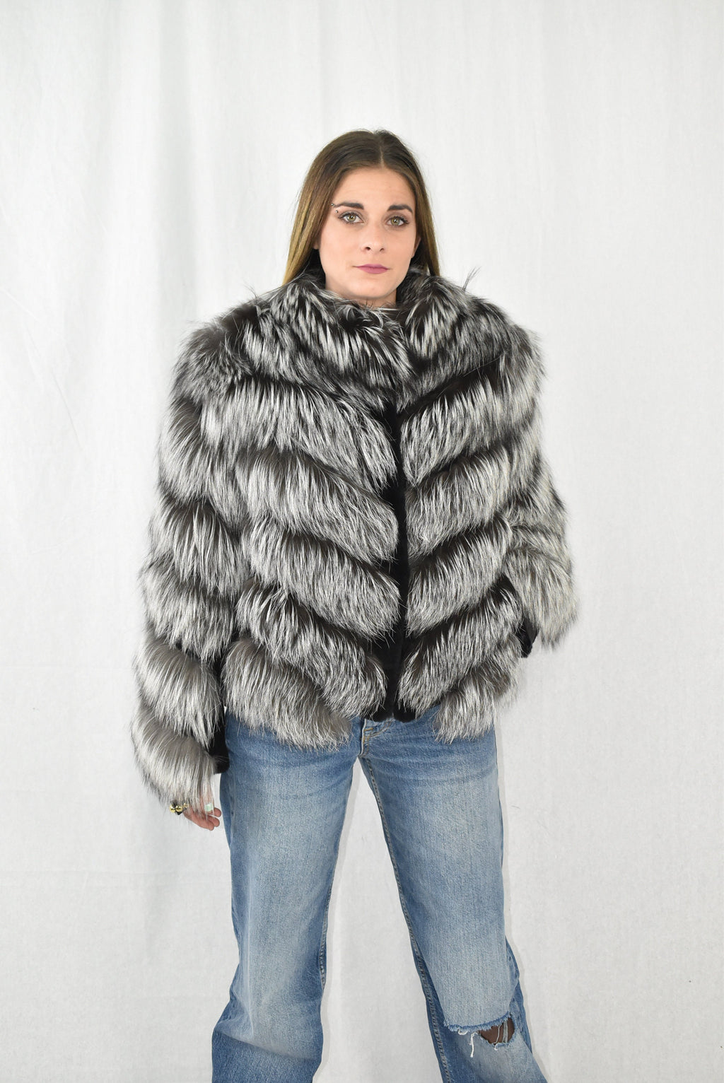 Amazing Fox Fur Jacket with shearling Fur | Silver Fur Jacket | Luxury Gift For Women Fox Fur jacket | New Style Fox Jacket