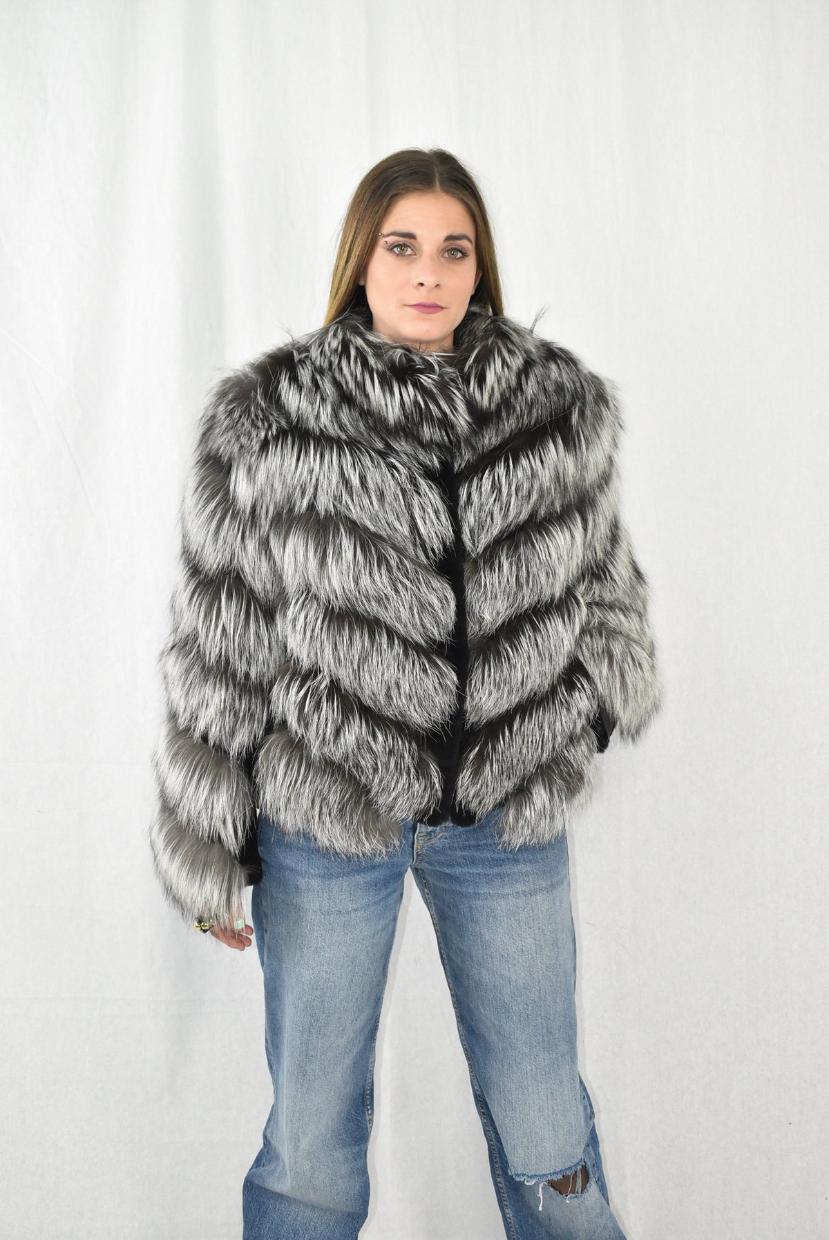 Amazing Fox Fur Jacket with shearling Fur | Silver Fur Jacket | Luxury Gift For Women Fox Fur jacket | New Style Fox Jacket