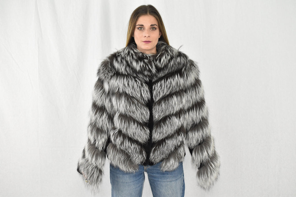 Amazing Fox Fur Jacket with shearling Fur | Silver Fur Jacket | Luxury Gift For Women Fox Fur jacket | New Style Fox Jacket