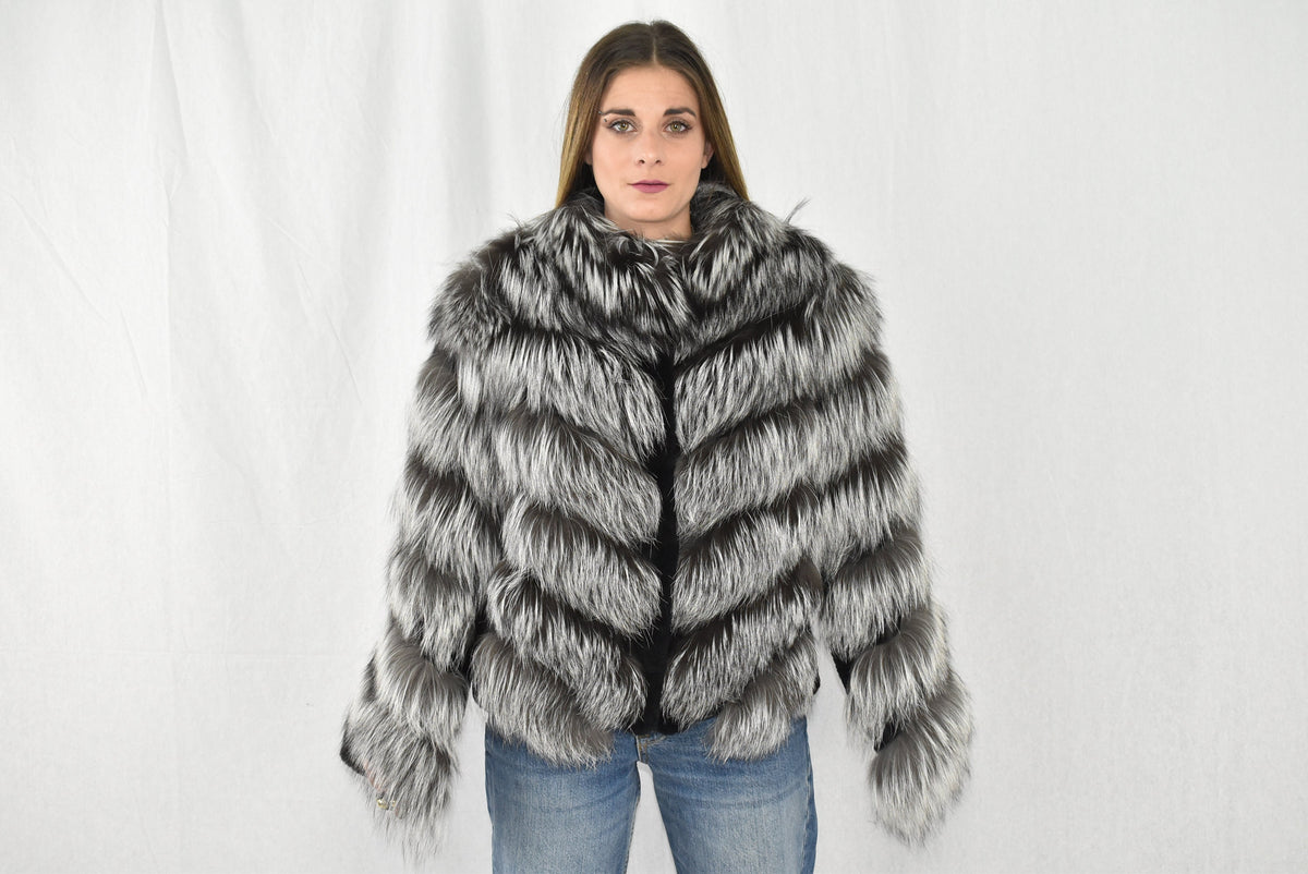 Amazing Fox Fur Jacket with shearling Fur | Silver Fur Jacket | Luxury Gift For Women Fox Fur jacket | New Style Fox Jacket