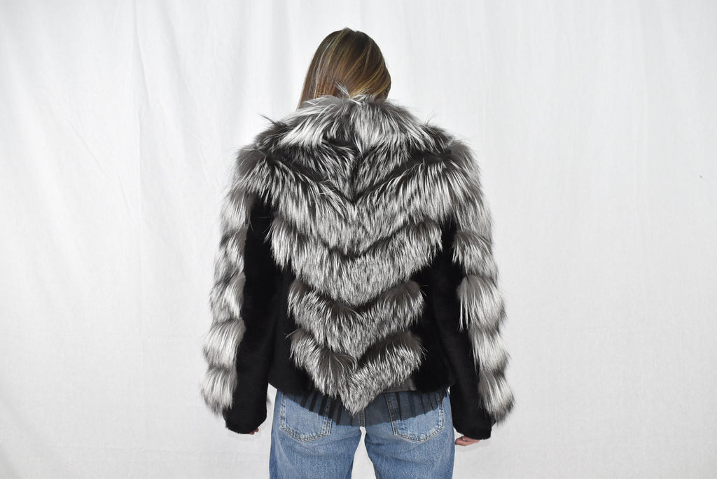 Amazing Fox Fur Jacket with shearling Fur | Silver Fur Jacket | Luxury Gift For Women Fox Fur jacket | New Style Fox Jacket