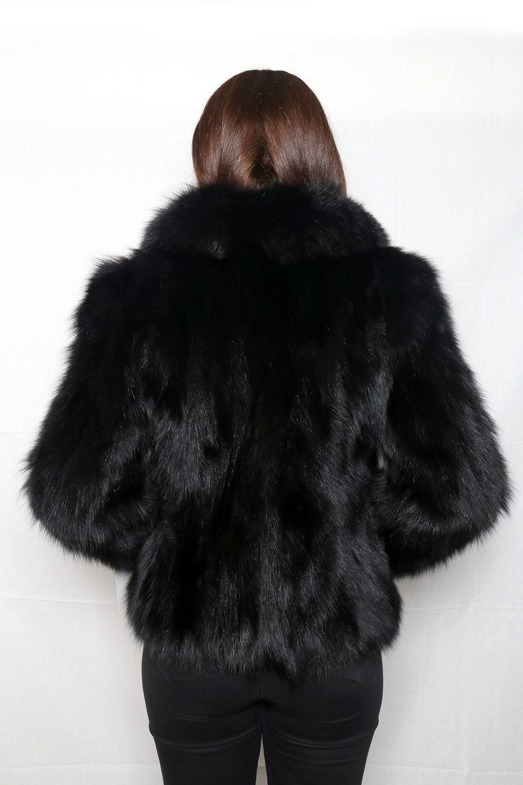 Black Fox Jacket | Fox Fur Jacket | Warm Fox Fur Jacket Black Color | Gift For her