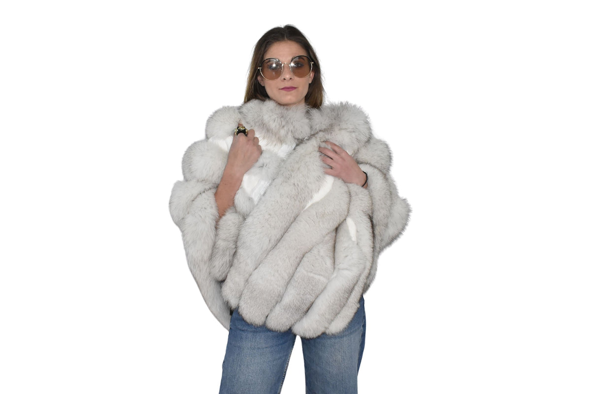 Beautiful Fox Fur Cape  |  White Fur Poncho  | Luxury Fur Poncho One size | One size Fox Fur Cape