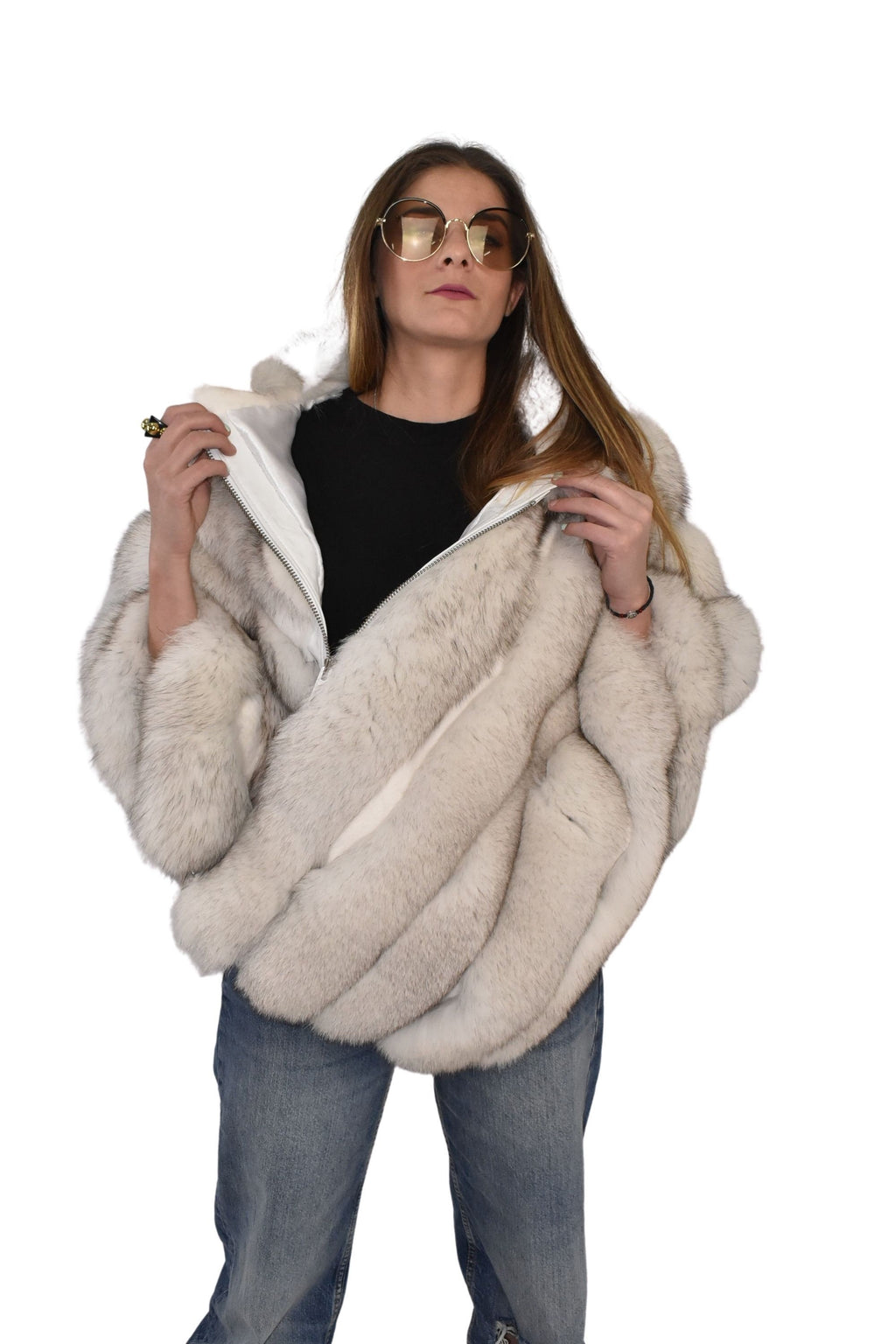 Beautiful Fox Fur Cape  |  White Fur Poncho  | Luxury Fur Poncho One size | One size Fox Fur Cape