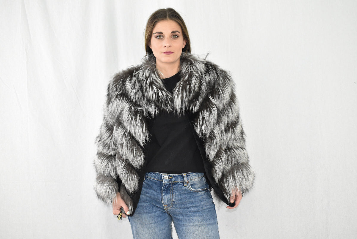 Amazing Fox Fur Jacket with shearling Fur | Silver Fur Jacket | Luxury Gift For Women Fox Fur jacket | New Style Fox Jacket