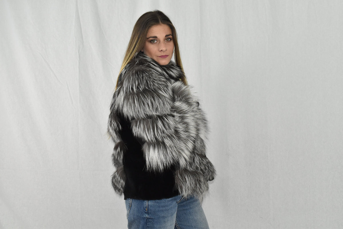 Amazing Fox Fur Jacket with shearling Fur | Silver Fur Jacket | Luxury Gift For Women Fox Fur jacket | New Style Fox Jacket