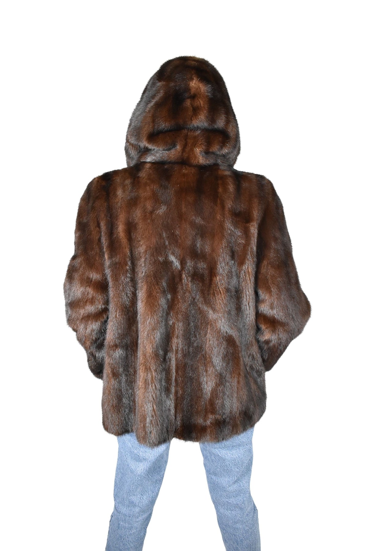Mink Jacket With Hood | Full Skin Natural Mink Fur | Black Mink Jacket | Luxury gift for her.