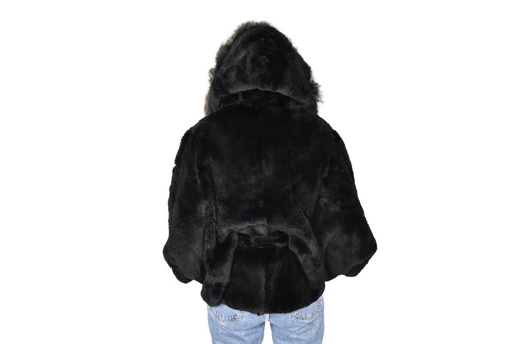 Gorgeous Fur Cape  |  Black Rex rabbit   Fur Poncho  | Luxury Fur Poncho One size | One size Fox Fur Cape