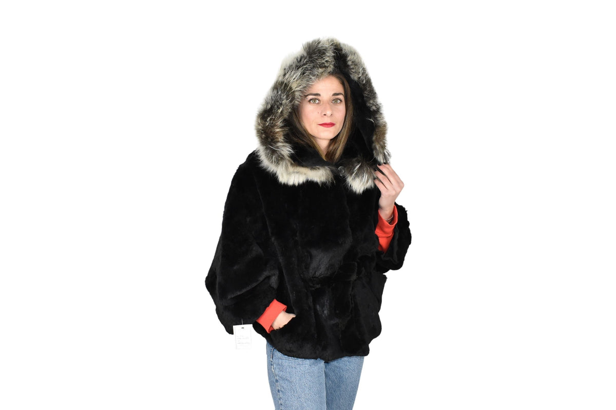 Gorgeous Fur Cape  |  Black Rex rabbit   Fur Poncho  | Luxury Fur Poncho One size | One size Fox Fur Cape