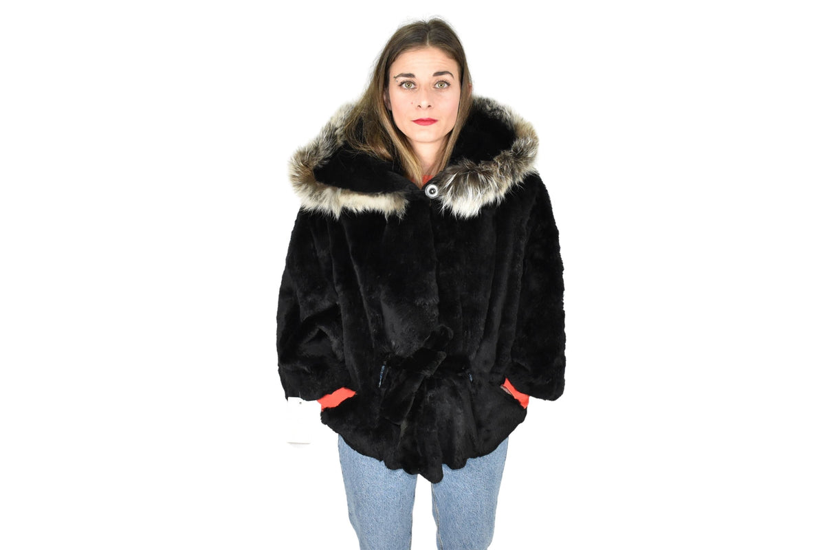 Gorgeous Fur Cape  |  Black Rex rabbit   Fur Poncho  | Luxury Fur Poncho One size | One size Fox Fur Cape