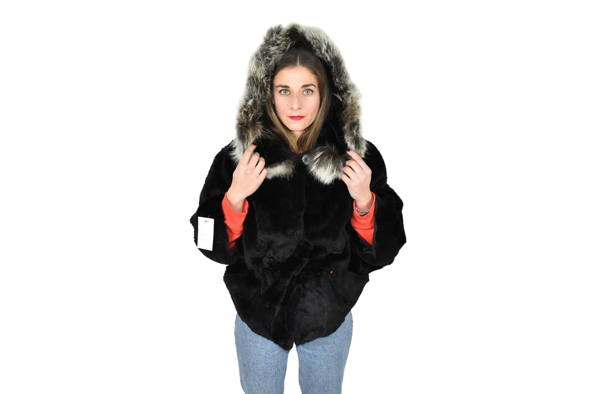 Gorgeous Fur Cape  |  Black Rex rabbit   Fur Poncho  | Luxury Fur Poncho One size | One size Fox Fur Cape