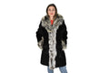 Rex rabbit Fur with Fox Fur Coat | Black Fur Coat | Women Fur Coat | Luxury Gift For Her